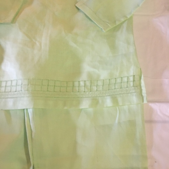 JMP Green Linen 2 pc Blouse/Pants Set Size Medium - Picture 6 of 9